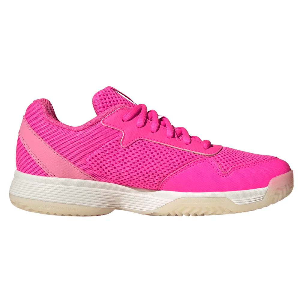 **Juniors' Courtflash Tennis Shoes - Lightweight & Breathable for Women & Girls - Lucid Pink & Silver Metallic - Perfect for Tennis, Running & Casual Wear**