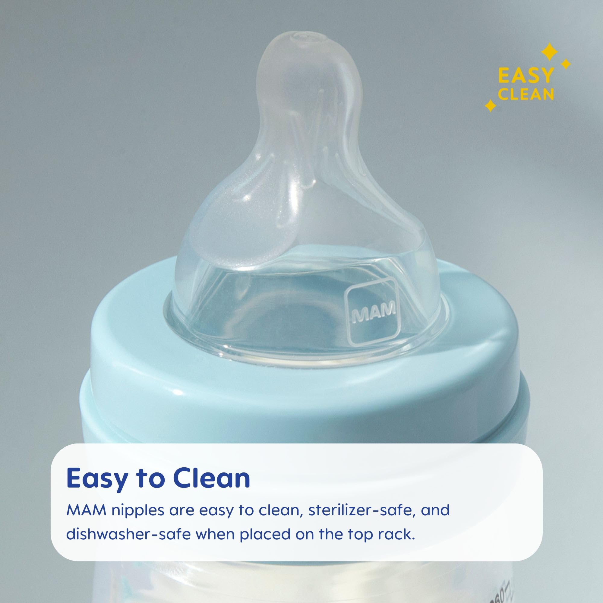 MAM Baby Bottle Nipples - Slow Flow Level 1 for Newborns & Infants | SkinSoft Silicone Nipples | Compatible with All MAM Bottles | 4-Pack | Perfect for Breastfeeding Transition & Night Feeding