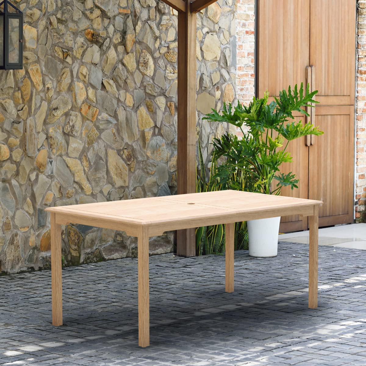 Premium Amazonia Maliana Solid Teak Outdoor Dining Table - Weather-Resistant & Durable 1-Piece Patio Set for Garden, Backyard, Poolside & Indoor Use