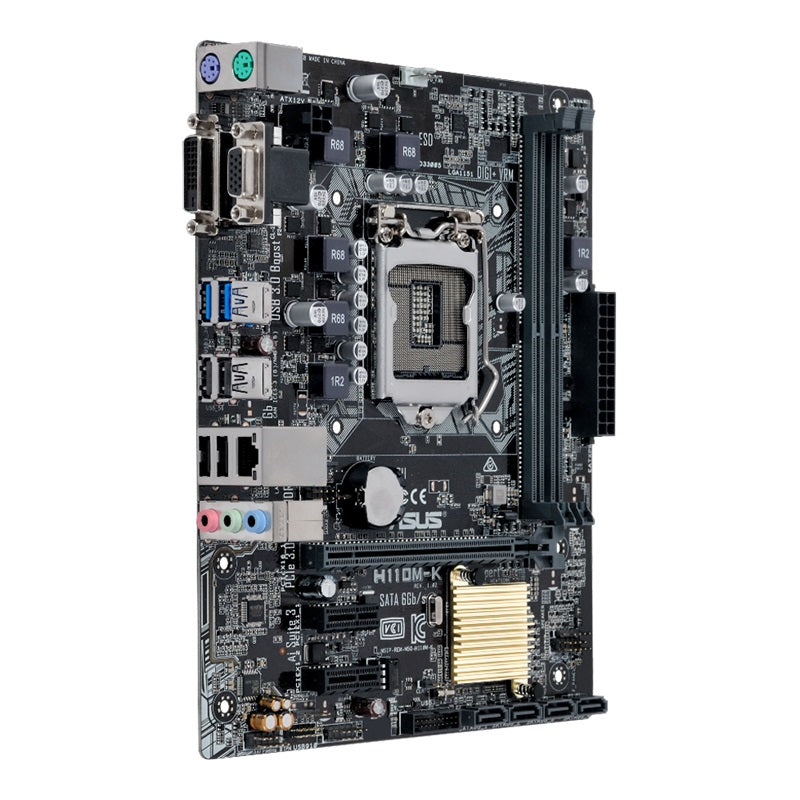 ASUS H110M-K LGA1151 Micro ATX Motherboard - Compatible with Intel 7th & 6th Gen Processors - Ideal for Budget Gaming PC Builds & Office Workstations