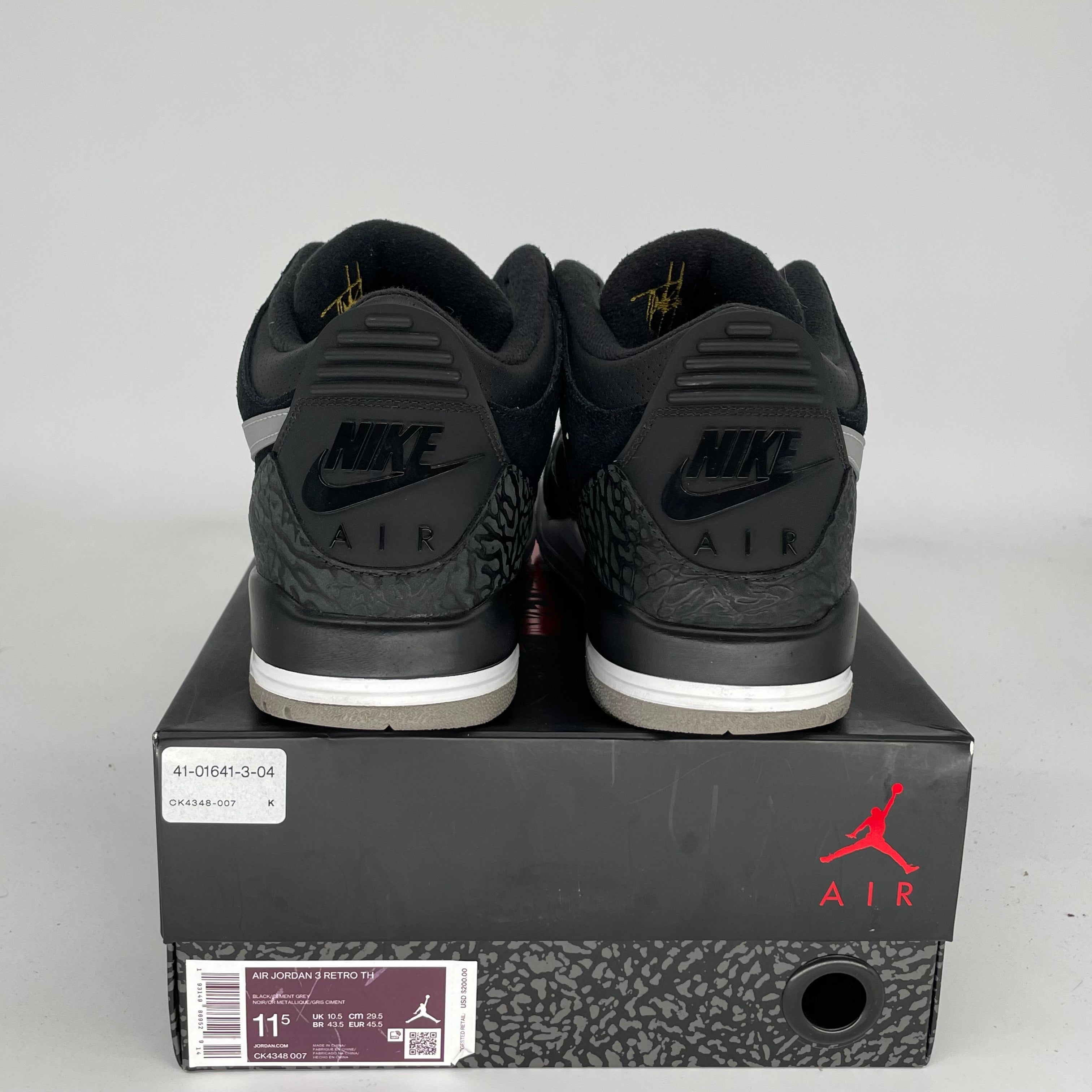 AIR JORDAN 3 TINKER Black Cement Gold Men's Basketball Shoes Size 11.5 - Style CK4348-007 | Retro Sneakers for Streetwear & Basketball Games