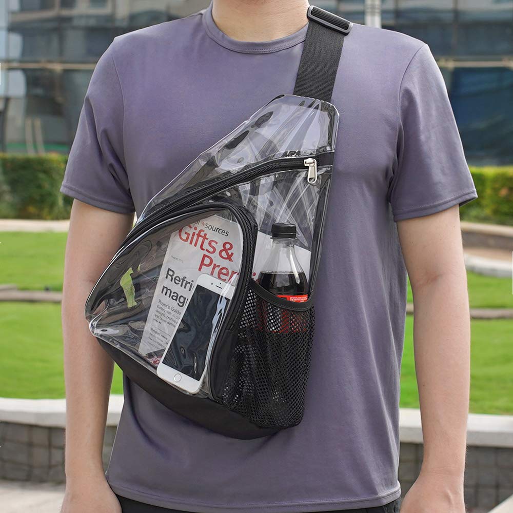 Clear PVC Sling Bag - Stadium Approved Transparent Crossbody Shoulder Backpack for Concerts, Sports Events & Travel | Lightweight & Waterproof