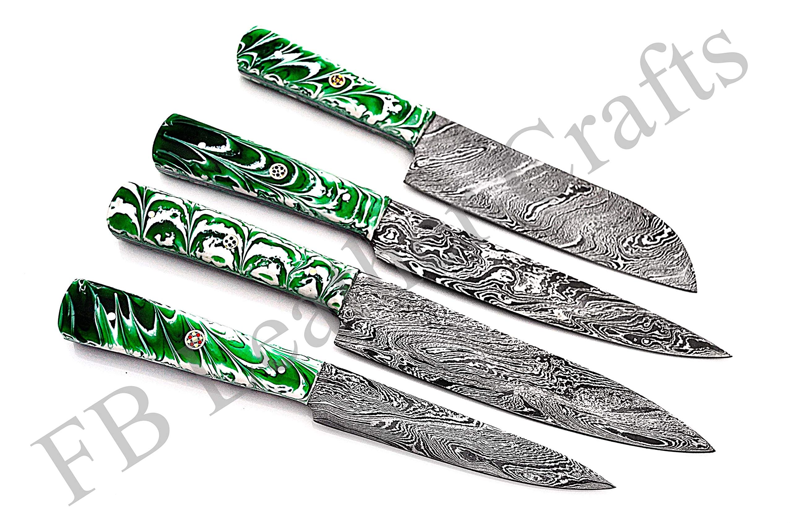 Hand Forged Damascus Steel Kitchen Knives Set - 4-Piece Chef & BBQ Knives with Custom Design | Perfect for Professional Cooking, Meat Cutting & Outdoor Grilling | FBK-1145