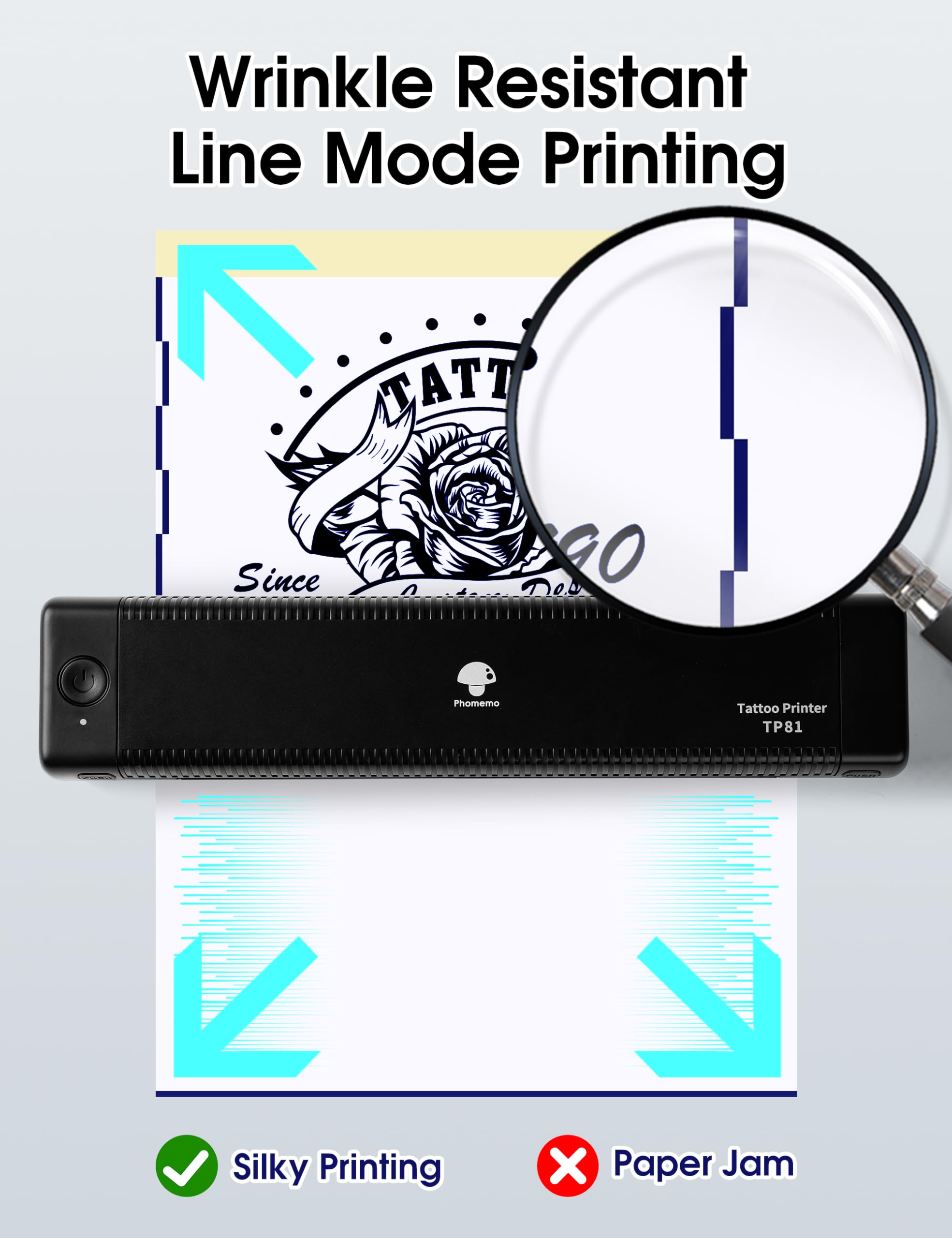 Phomemo TP81 Ultra Wireless Tattoo Stencil Printer - Professional Tattoo Machine Printer with 10 Transfer Papers | Compatible with iPad, iPhone, Android & PC | Perfect for Tattoo Artists & Beginners | Create Custom Designs at Home or Studio