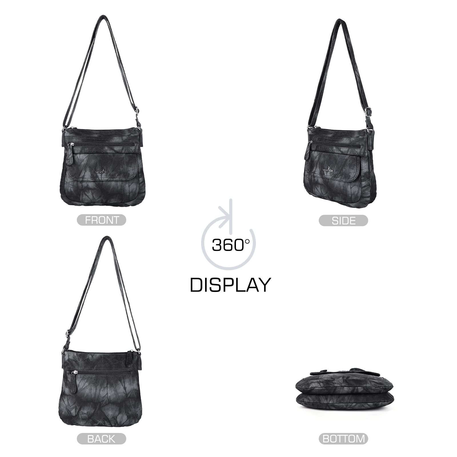 Angel Kiss Women's Crossbody Bag PU Leather Adjustable Strap Shoulder Purse - Perfect for Work, Travel & Everyday Use