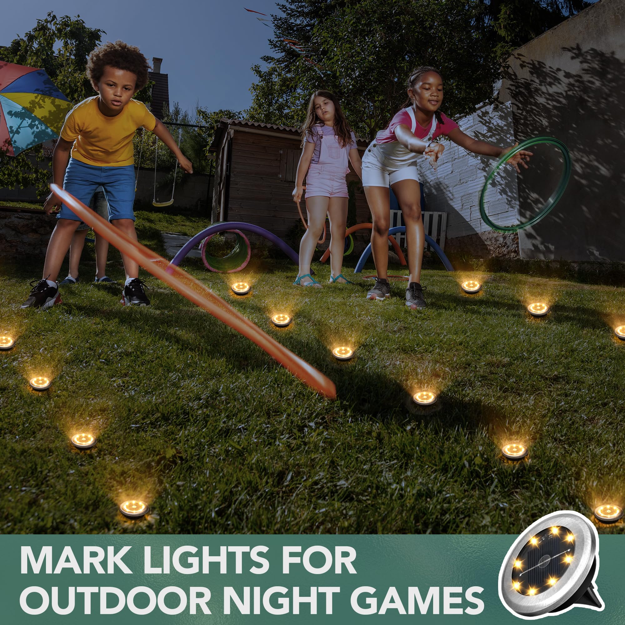 SOLPEX 4 Pack Mini Solar Ground Lights - Waterproof Outdoor Garden & Pathway Lighting for Patio, Yard, Driveway, Walkway (Warm White) | Energy-Efficient Landscape Decor for Home & Garden