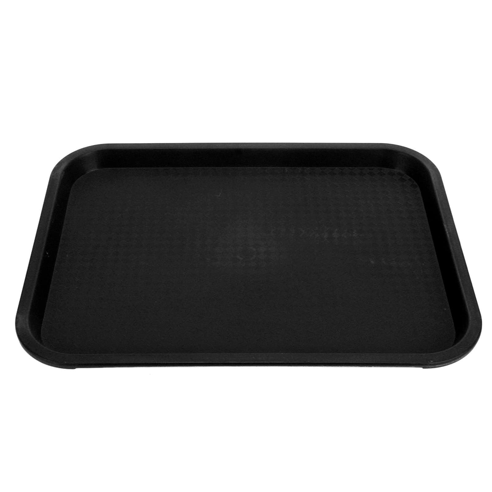 Slip-Resistant Black PP Rectangular Fast Food Tray - Heavy Duty Commercial Kitchen Tray for Restaurants, Cafeterias & Diners | Multi-Purpose Food Service Tray for Serving, Buffet & Food Delivery