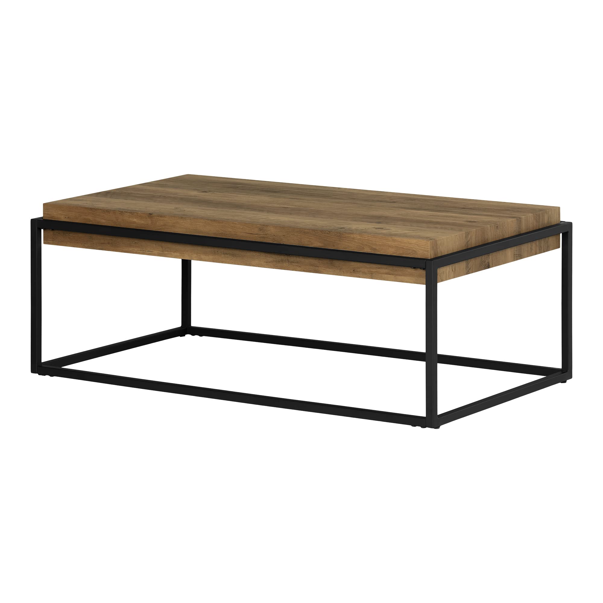 Modern Industrial Coffee Table - South Shore Mezzy Acacia Brown Finish, Sturdy Wooden Living Room Furniture for Small Spaces, Perfect for Apartments & Home Decor