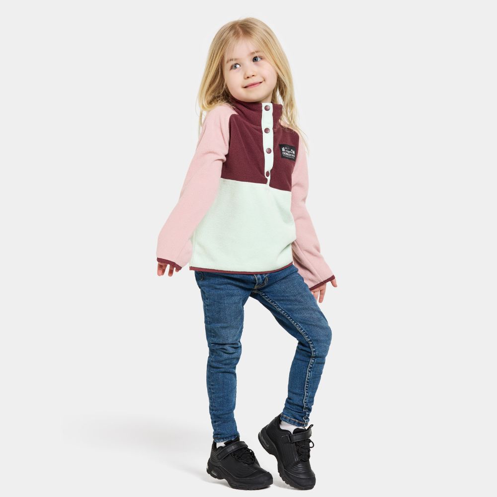 Didriksons Monte Half Button Kids Fleece Jacket - Soft & Warm Pale Mint Green Outerwear for Boys & Girls | Perfect for School, Playground & Outdoor Adventures