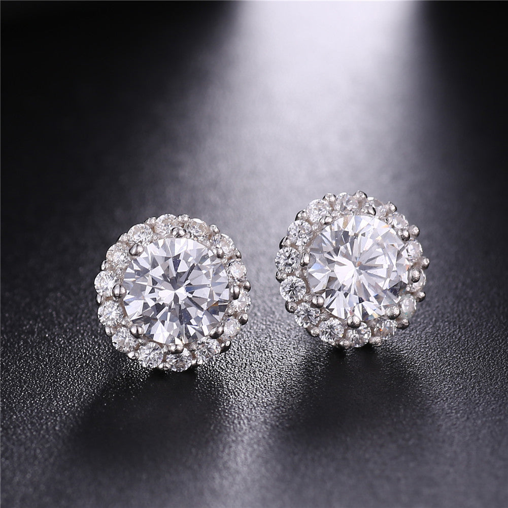 MABELLA 925 Sterling Silver White Cubic Zirconia Jewelry Set - April Birthstone Simulated Diamond Necklace & Earrings for Women | Elegant Birthday Gift, Anniversary Present & Special Occasion Jewelry
