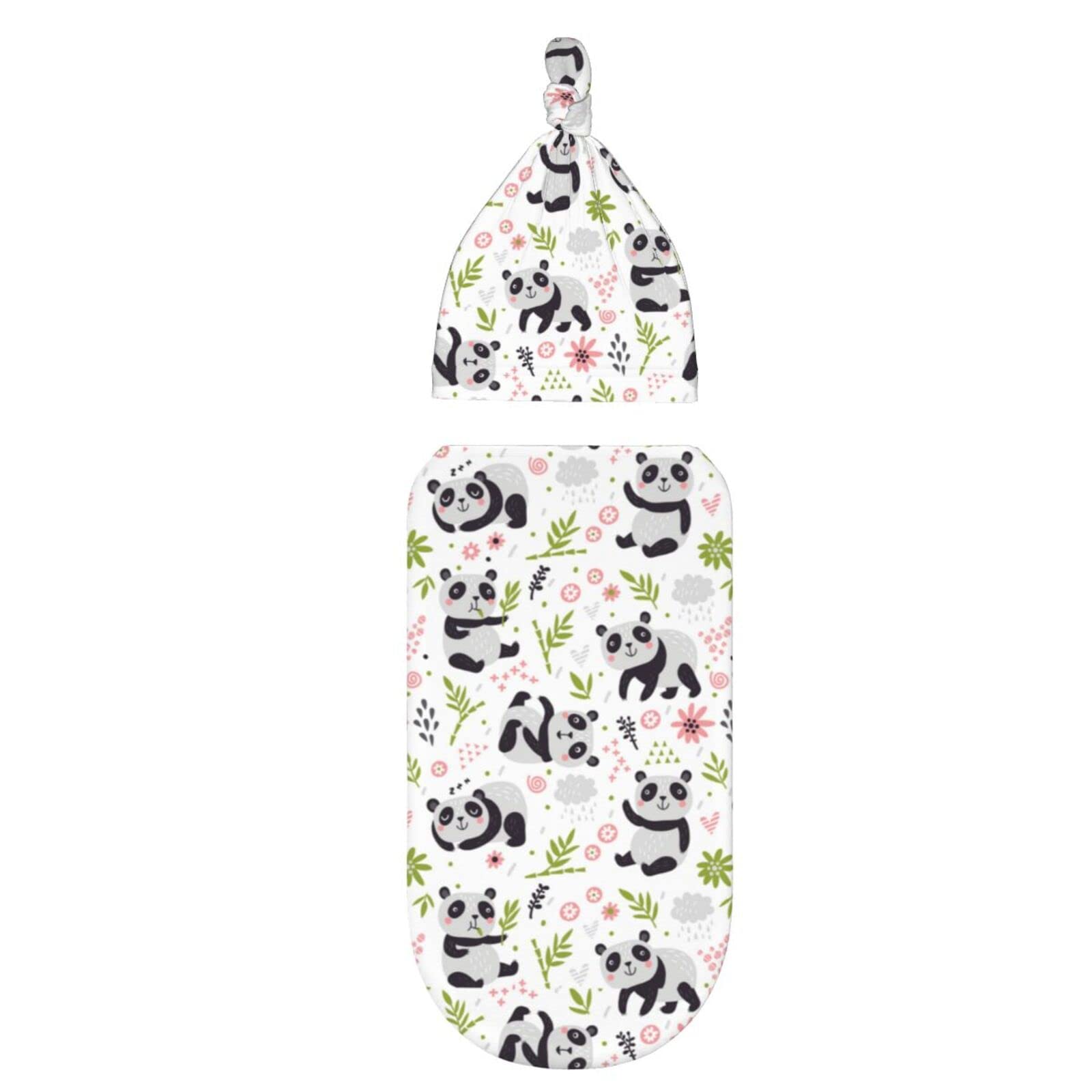 Soft Panda Baby Swaddle Blankets & Beanie Hat Set - Newborn Receiving Wrap for Infant Boys & Girls - Perfect Baby Shower Gift for Cozy Sleep & Snuggles