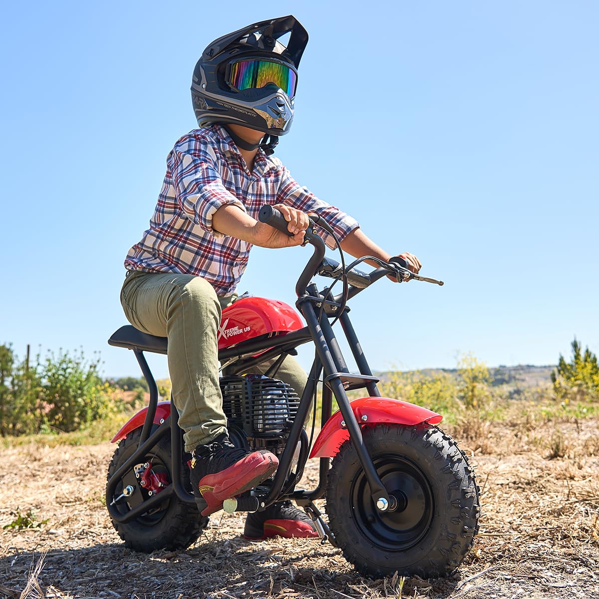 XtremepowerUS 40cc 4-Stroke Gas-Powered Mini Dirt Bike - Off Road Pit Motorcycle for Adults & Teens 16+, Red/Black - Perfect for Backyard Riding, Trail Adventures & Off-Road Fun