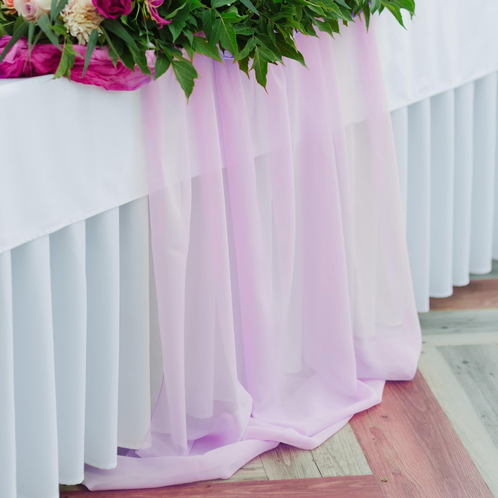 32ft Sheer Organza Table Runner - Elegant Scarf Swags & Gauze Valance for Rustic Wedding Arch Drapes, Bridal Shower Decorations - Lavender | Perfect for Wedding Backdrops, Party Decor & Home Accents