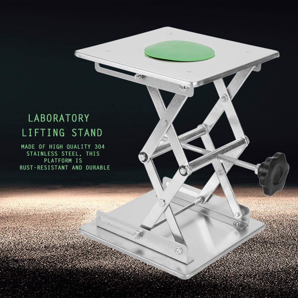 Stainless Steel Lab Jack 200x200x280mm - Height Adjustable Scissor Lift for Science Experiments, Lab Stand Support (15KG Capacity) - Perfect for Microscopes, Lab Equipment & Precision Work