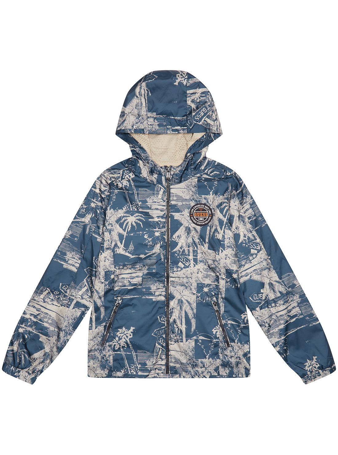 Blue Hooded Long Sleeve Windbreaker Jacket for Men & Women - Lightweight Waterproof Outdoor Coat (Sizes 7-16) - Perfect for Hiking, Running & Casual Wear