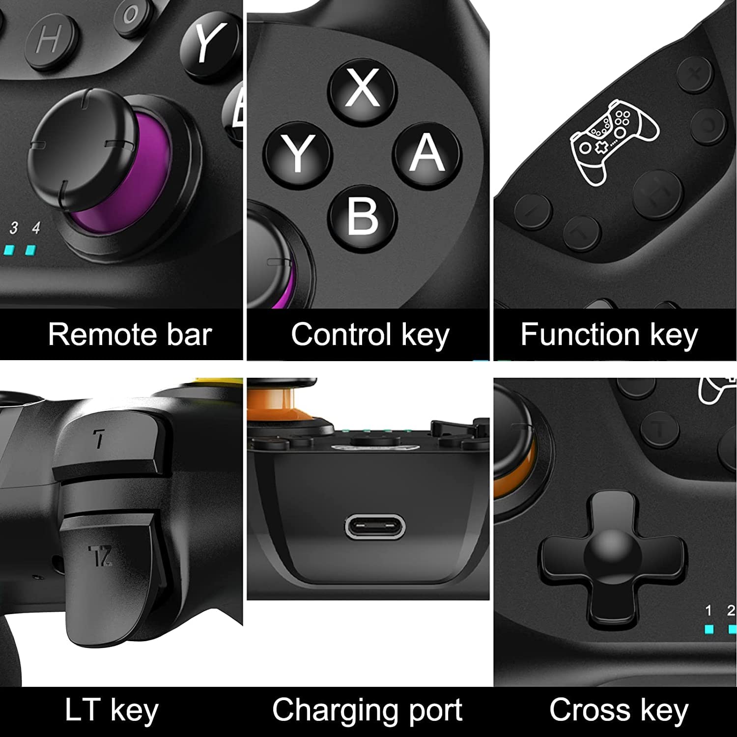Wireless Switch Pro Controller with Bluetooth, Dual Shock, 6-Axis Gyroscope & Turbo Function - Compatible with Nintendo Switch - Perfect for Gaming, Travel & Multiplayer Fun