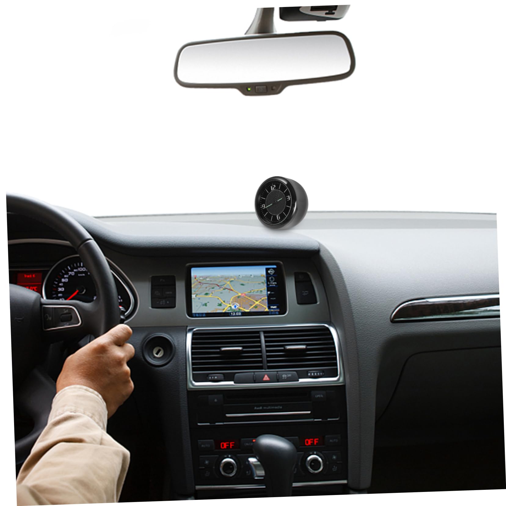 Car Dashboard Clock - Mini Auto Stick-On Metal Clock for Truck Interior, Nightstand, and Small Spaces, Perfect for Vehicles and Home Use