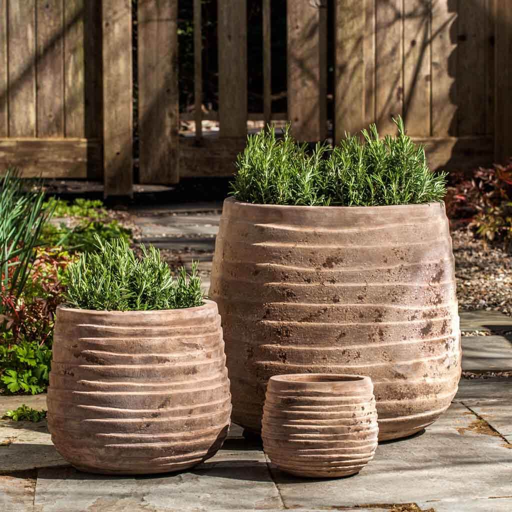Campania International Ipanema Planter Set of 3 - Antico Terra Cotta Flower Pots for Indoor & Outdoor Plants | Perfect for Patio, Garden, and Home Decor