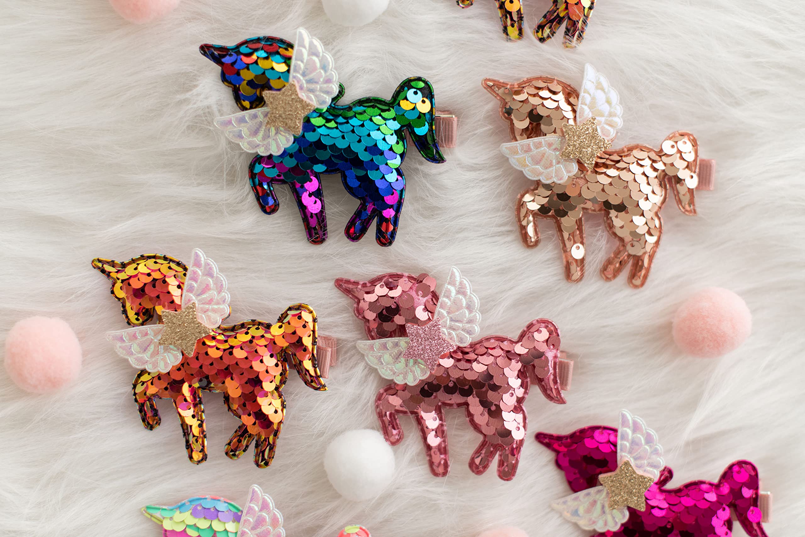4Pcs Sparkly Unicorn Hair Clips for Girls - Cute Hair Accessories for Kids, Birthday Gifts, Party Favors, School & Daily Wear - Perfect for Holidays, Festivals & Special Occasions