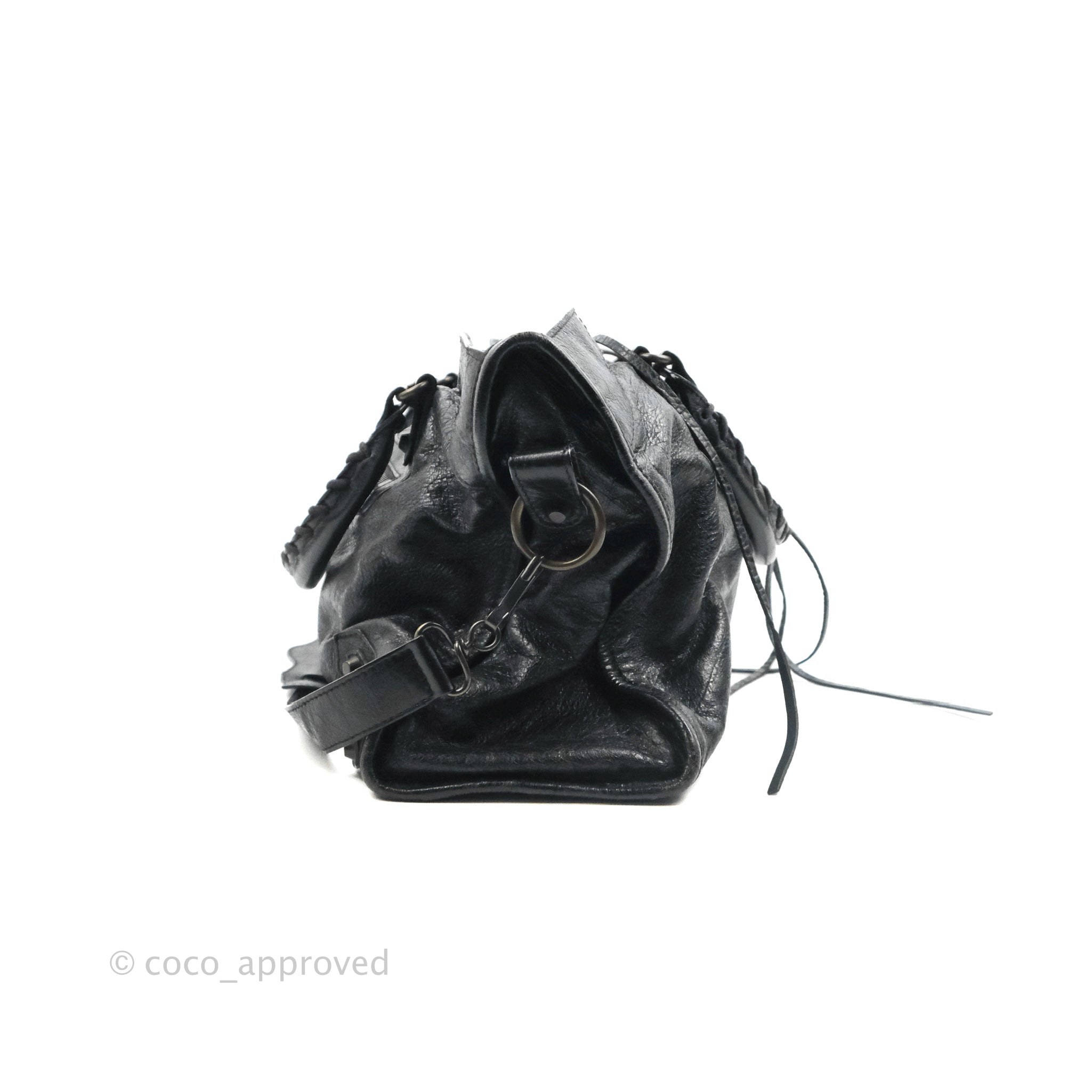 Balenciaga Classic City Bag Black Calfskin Leather with Ruthenium Hardware - Perfect for Work, Travel & Everyday Luxury Fashion Accessory