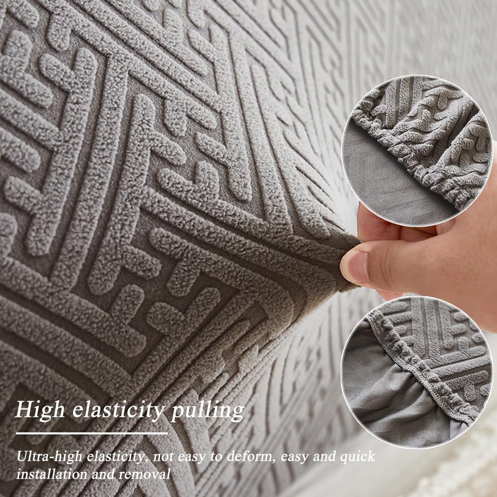 Stretch Bed Headboard Cover - Dustproof & Washable Jacquard Slipcover for Full, Queen & King Size Beds - Dark Gray (78.7in/2.0m) - Perfect for Bedroom Decor & Headboard Protection