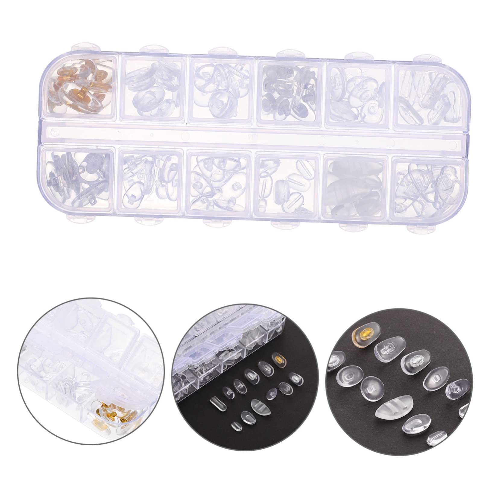 HOMSFOU Glasses Repair Kit - 1 Set of Eyeglass Screws, Nose Pads & Interchangeable Comfort Pads for Frameless & Regular Glasses - Essential Eyewear Accessories for Home, Office & Travel Use