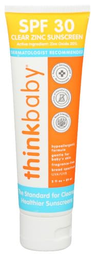Think Baby SPF 30 Sunscreen Spray - Clear Zinc Oxide Formula - 3 fl oz (Pack of 6) - Gentle Protection for Babies & Kids - Perfect for Beach, Pool & Outdoor Activities