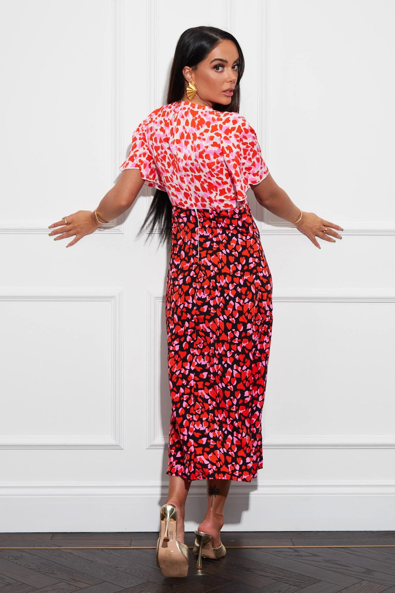 Levi Angel Sleeve Midi Dress for Women - Flowy A-Line Summer Dress with Puff Sleeves (Multiple Colors) - Perfect for Beach Vacation, Date Night & Casual Outings