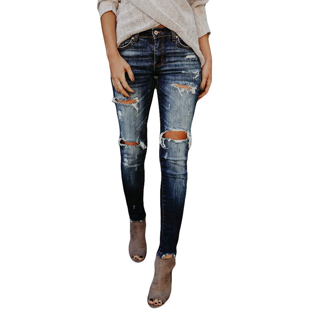 Distressed Skinny Jeans for Women - High Waisted Ripped Destroyed Denim Pants with Vintage Wash | Perfect for Casual Outfits, Street Style & Night Out Looks