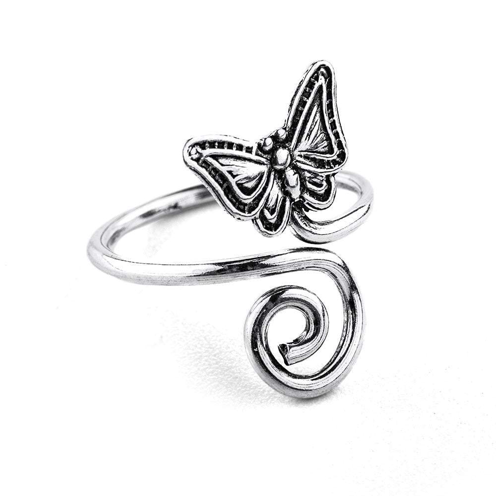 EVE'S ADDICTION Sterling Silver Butterfly Toe Rings for Women - Elegant Foot Jewelry Gift for Mom, Wife, Girlfriend - Perfect for Beach, Summer & Special Occasions