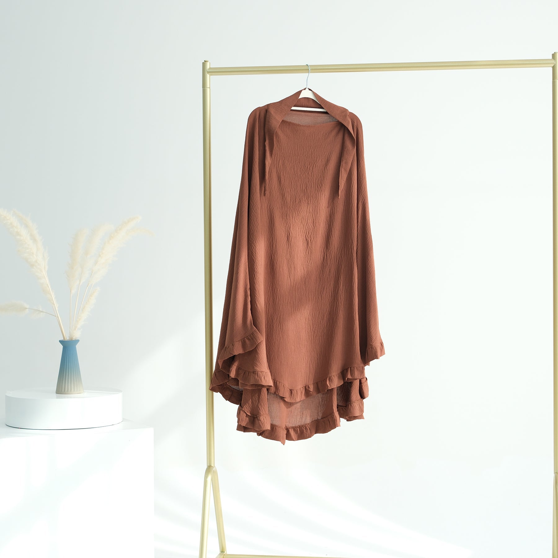 Elegant Brown Essential Abaya Khimar Set - Modest Islamic Prayer Dress for Women - Perfect for Daily Wear, Mosque Visits & Special Occasions