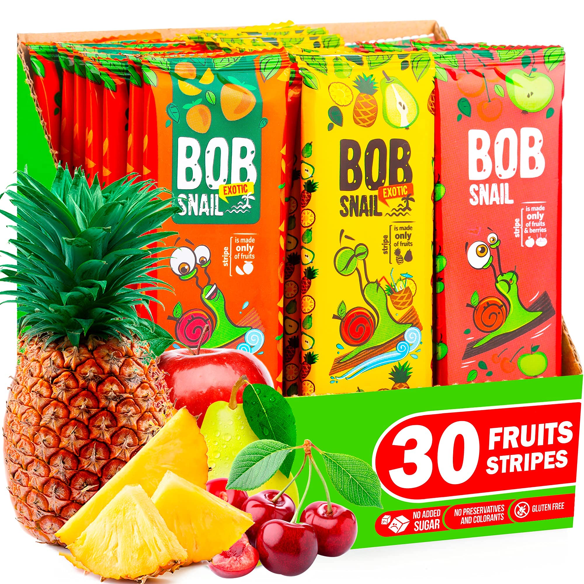 BOB SNAIL Healthy Fruit Snacks - Organic Vegan Gummy Candy for Adults & Kids - Perfect for School Lunches, Road Trips & Office Snacks