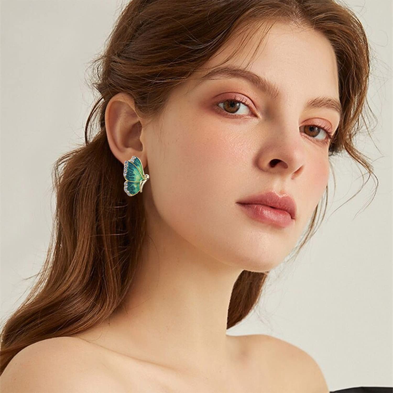 Hypoallergenic Monarch Butterfly Stud Earrings for Women - Colorful Enamel & Crystal Insect Jewelry Set, Cute Tiny Butterfly Ear Studs, Fashion Gift for Girls (Perfect for Parties, Weddings & Everyday Wear)