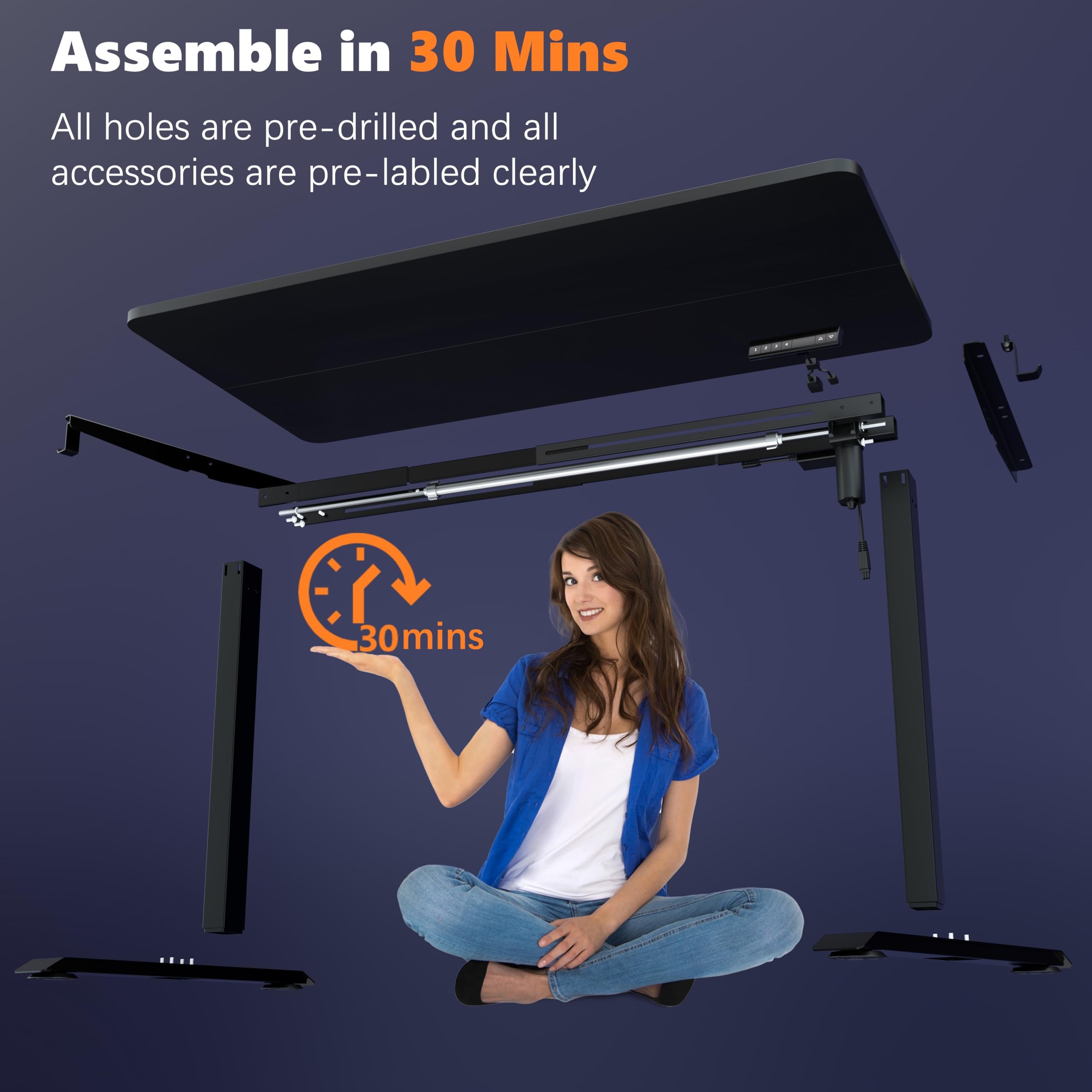 Monomi 40 x 24 Inch Electric Height Adjustable Standing Desk with 3 Memory Settings - Small Sit Stand Up Computer Desk for Home Office, Black | Ergonomic Workspace Solution for Productivity & Comfort