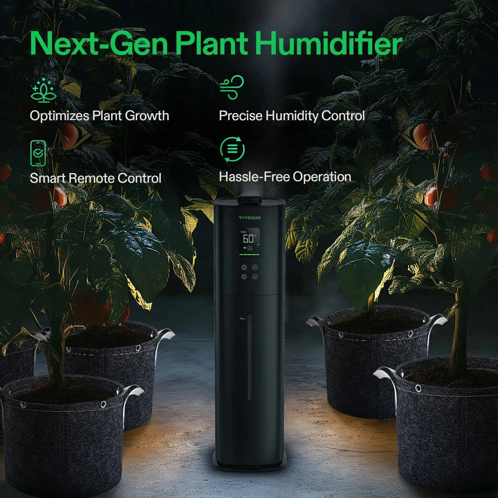 VIVOSUN AeroStream H09 Smart WiFi Humidifier for Home - Large Room Air Moisturizer with App Control, Quiet Ultrasonic Cool Mist for Bedroom, Nursery, Office & Indoor Plants