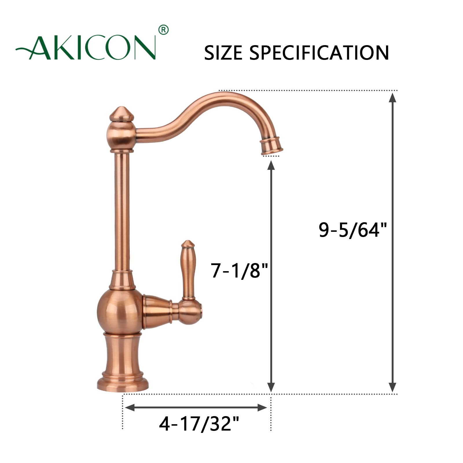 Akicon Brass Body Faucet - Lead-Free Drinking Water Safe, Compatible with Most RO & Water Filtration Systems, Non-Air Gap Design, Cold Water Only - Perfect for Kitchen Sink, RV, and Home Water Purification Setup