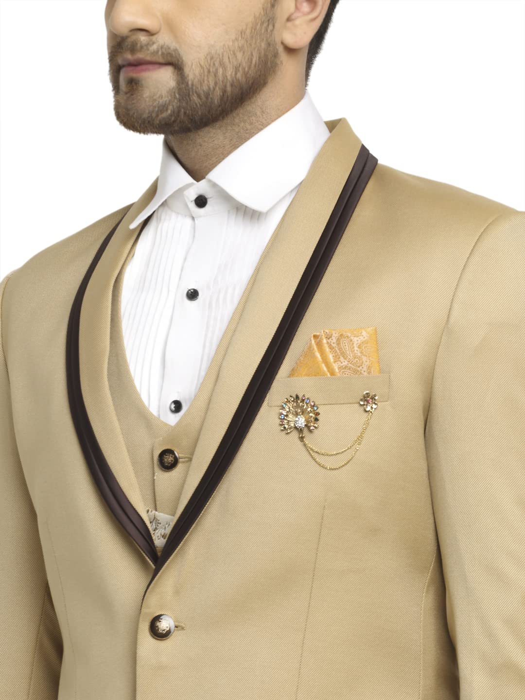 LUXURAZI Women's Designer Beige 3 Piece Suit Set - Elegant Blazer, Pants & Skirt for Office, Business & Formal Events