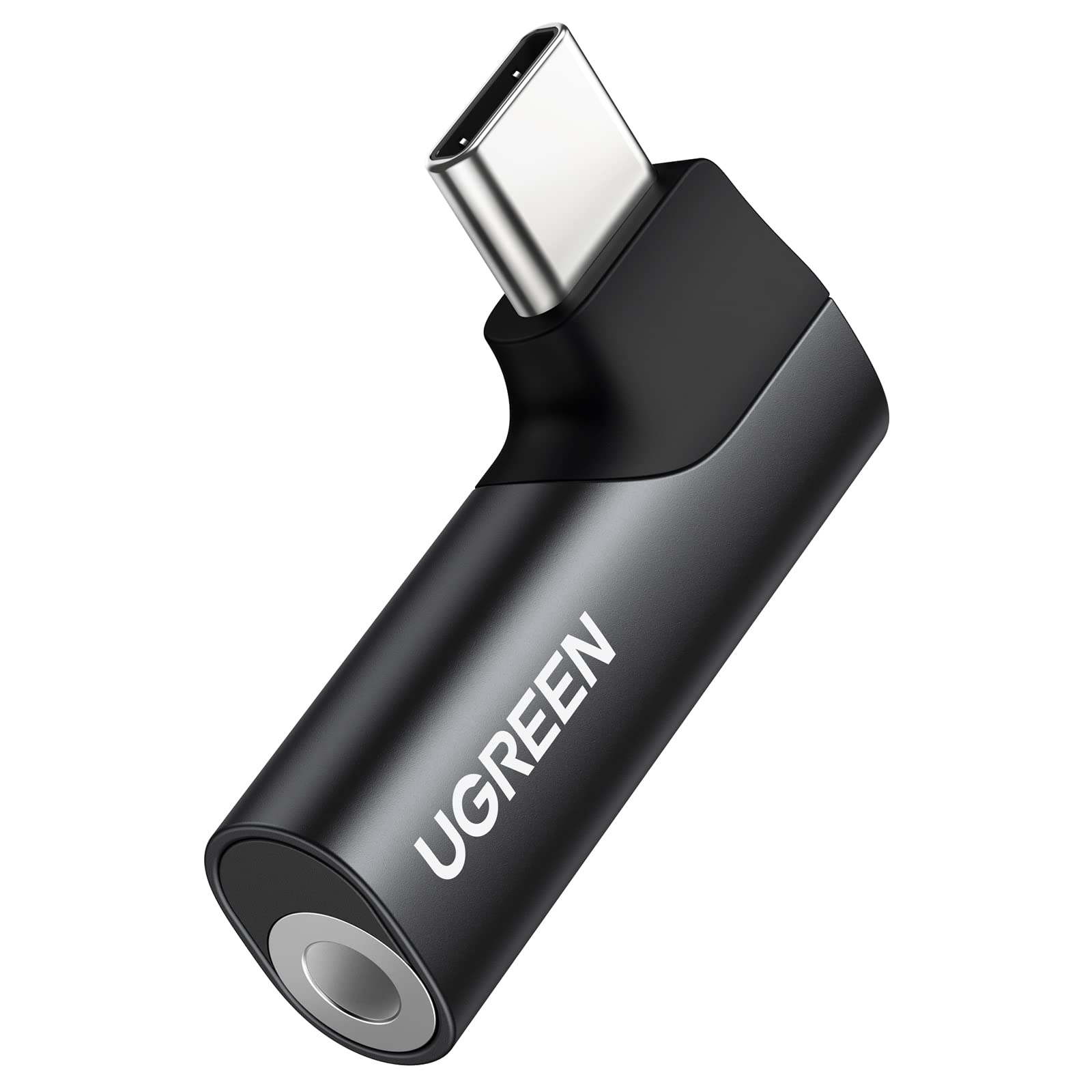 UGREEN USB C to 3.5mm Audio Adapter with DAC - HiFi Stereo Headphone Jack & Microphone - Right Angle Type C Aux Dongle - Compatible with iPhone 16/15 Pro Max/15 Pro/15 Plus, iPad Pro, Galaxy S24 Ultra, Pixel 7 Pro - Perfect for Gaming, Music & Calls (Black)