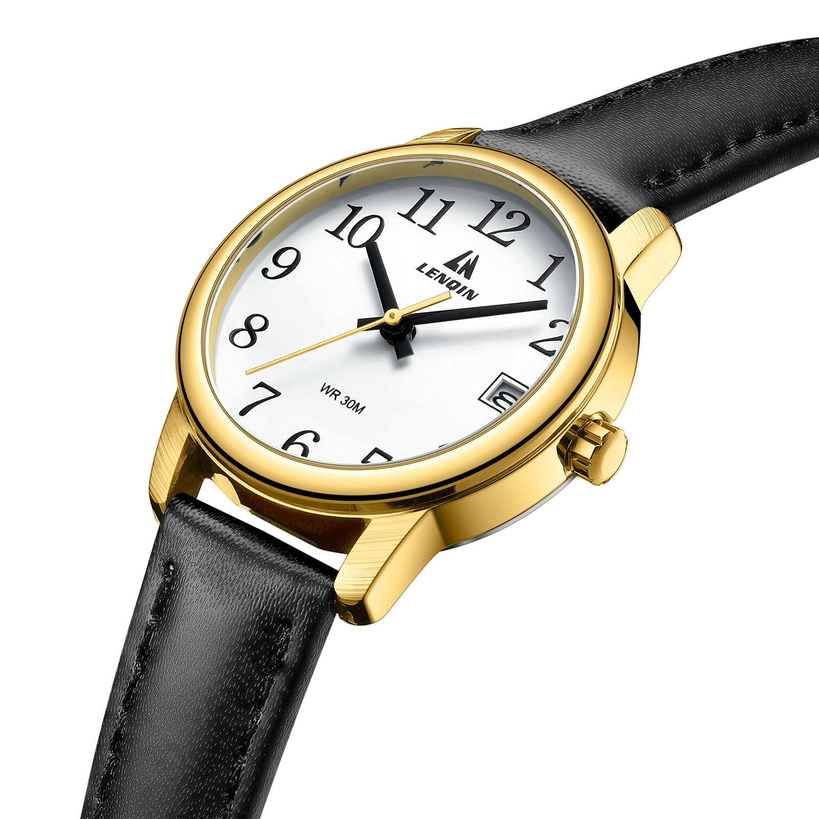 LENQIN Women's Analog Quartz Watch - Waterproof Ladies Wristwatch with Genuine Leather Strap & Luminous Easy-Read Dial | Perfect for Office, Casual Wear & Everyday Use