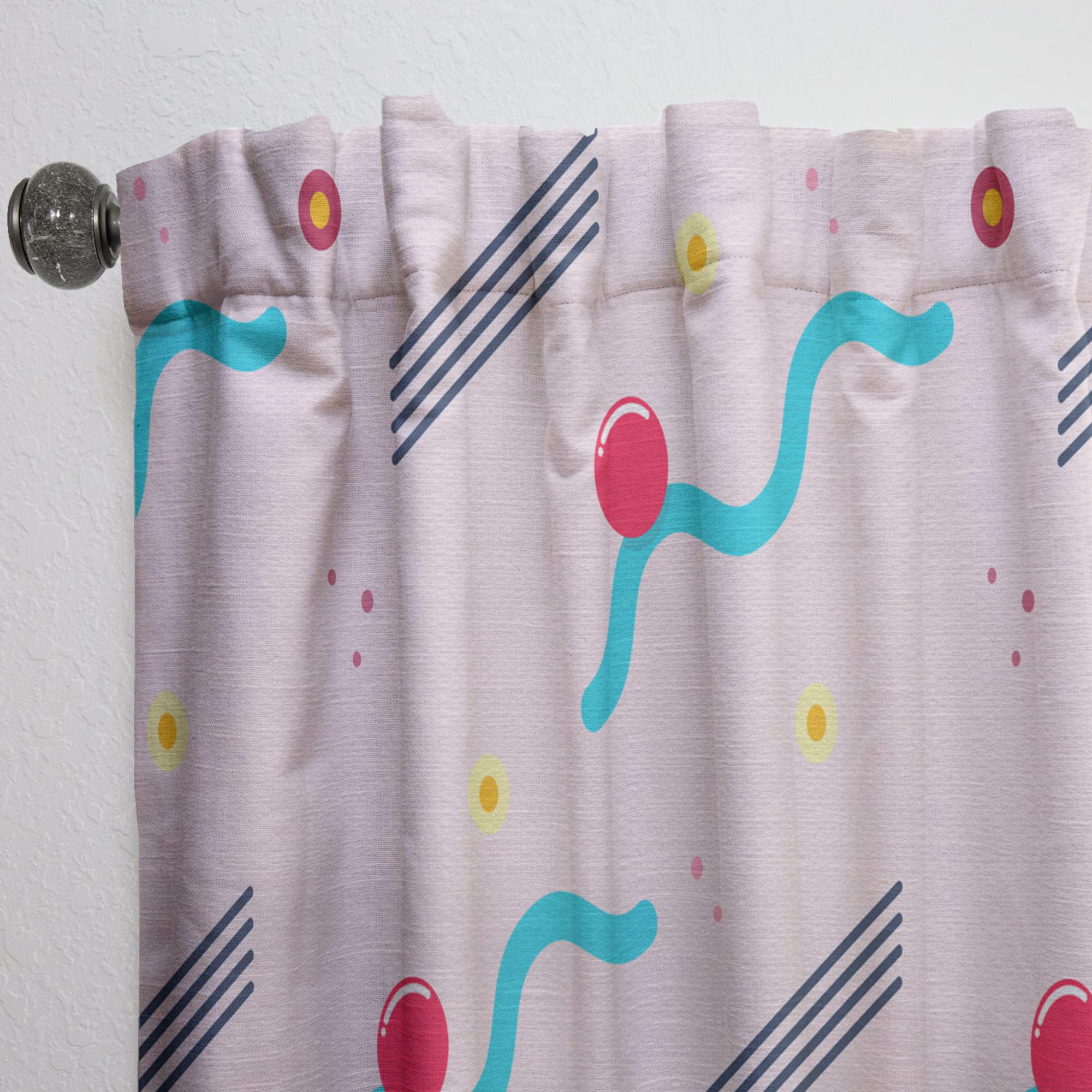 Retro Geometric Abstract Pattern III Thermal Insulated Curtains - 52x84 Inch Single Panel for Bedroom & Living Room - Perfect for Home Decor, Blackout Drapes & Energy Saving