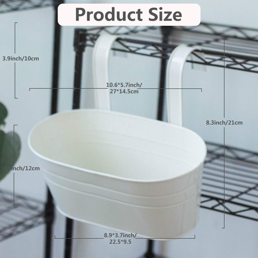 Iron Plant Hanger for Balcony, Patio & Fence - White