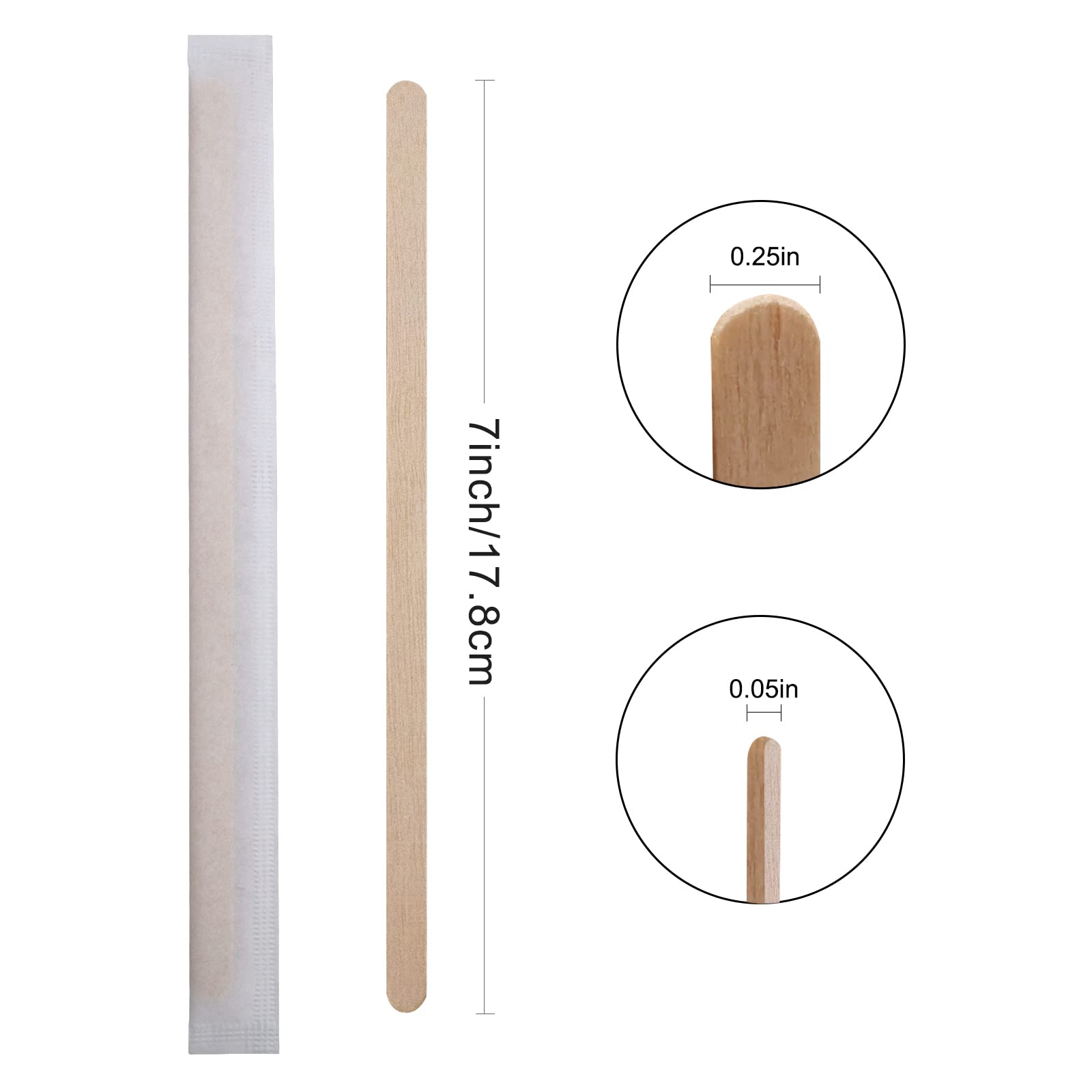 Premium 7 Inch Disposable Wooden Coffee Stirrers - Individually Wrapped, Pack of 500 - Eco-Friendly Wooden Sticks for Coffee, Tea, Hot Chocolate & Cold Drinks - Perfect for Mixing Butter, Sugar & DIY Crafts - Ideal for Cafes, Offices & Home Use