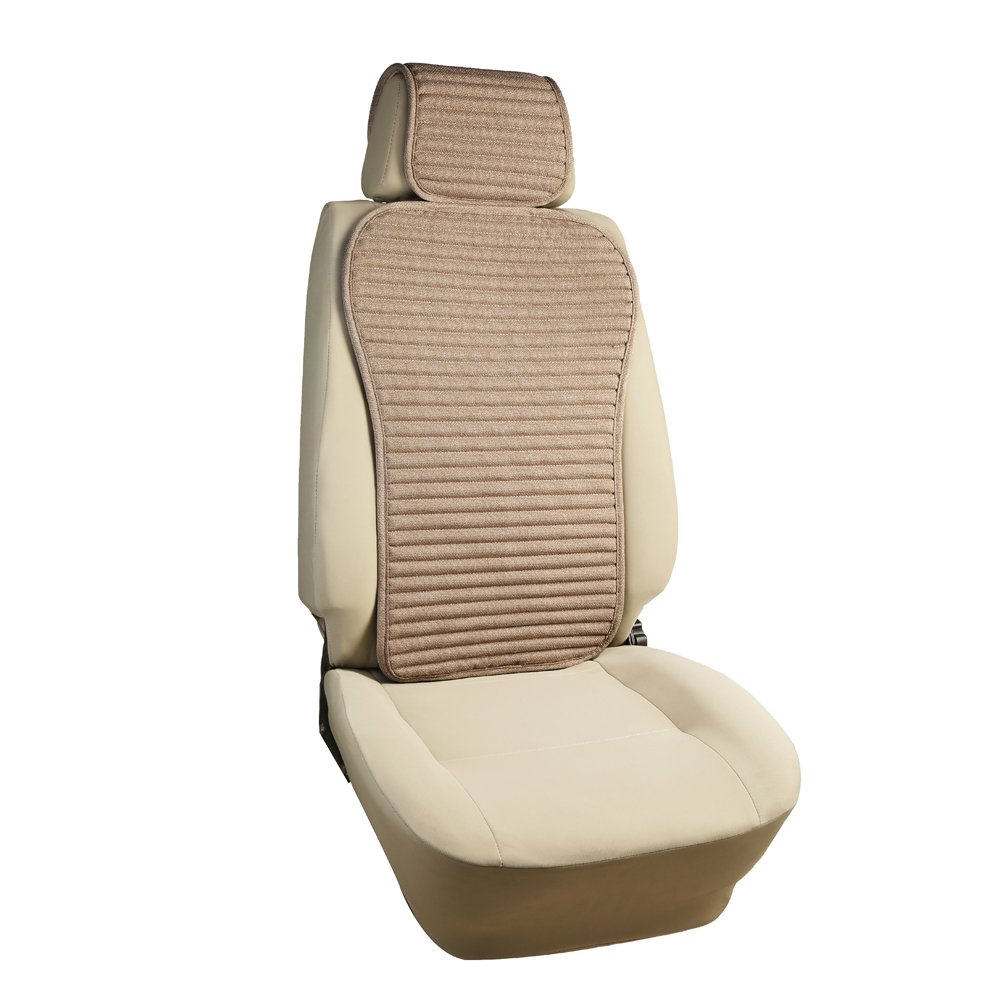 Universal Buckwheat Hull Car Seat Covers Backrest - Breathable & Comfortable, Airbag Compatible (1 Pack Beige) - Perfect for Long Drives & Commuting