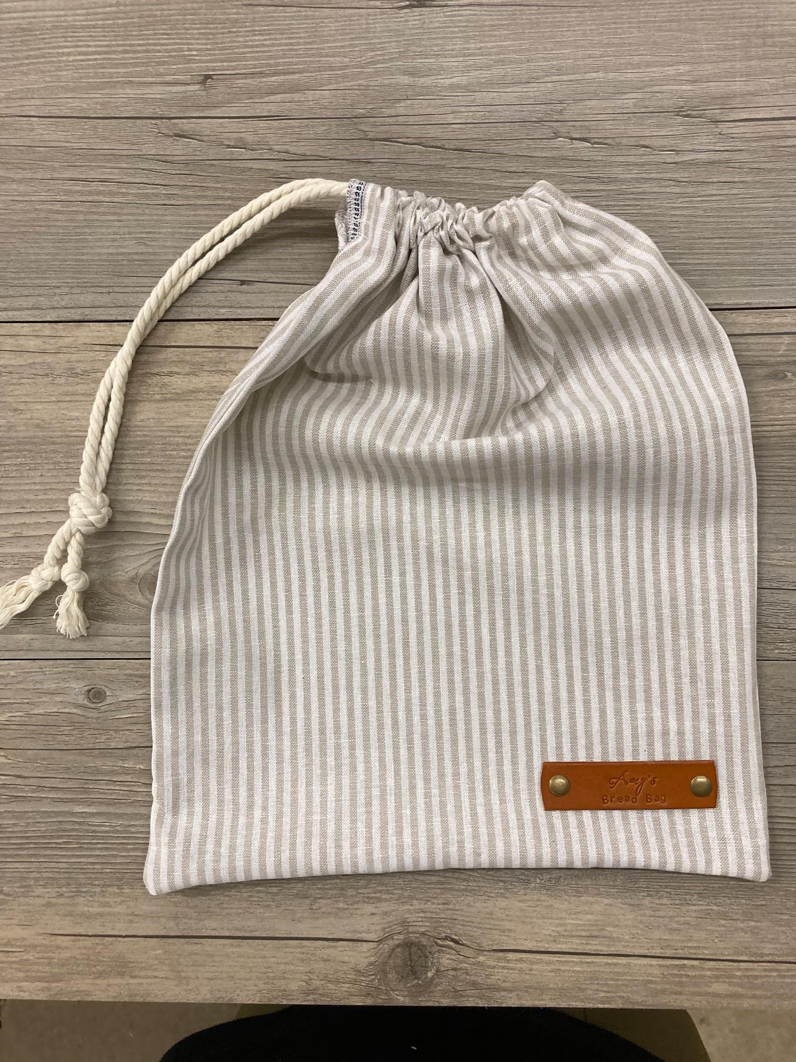 Rustic White Stripe Linen Bread Bags - Reusable Homemade Sourdough & Produce Storage - Personalized Baker Gift (Made in USA) - Perfect for Artisan Bread, Farmers Market & Eco-Friendly Kitchen Use