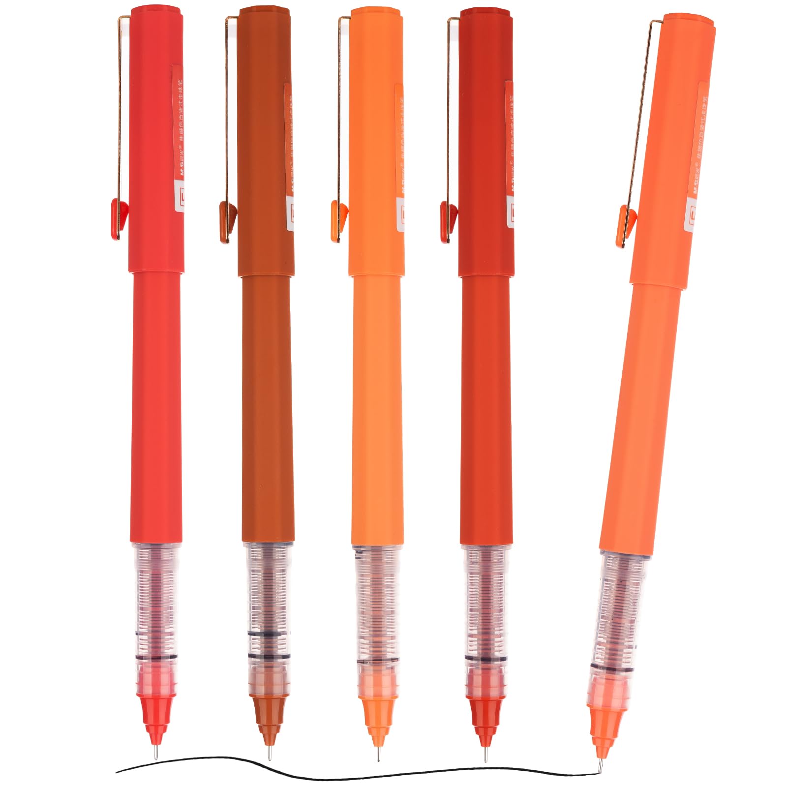 M&G 5-Pack 0.5mm Black Ink Rollerball Pens - Quick Dry Fine Point for Office & School Writing
