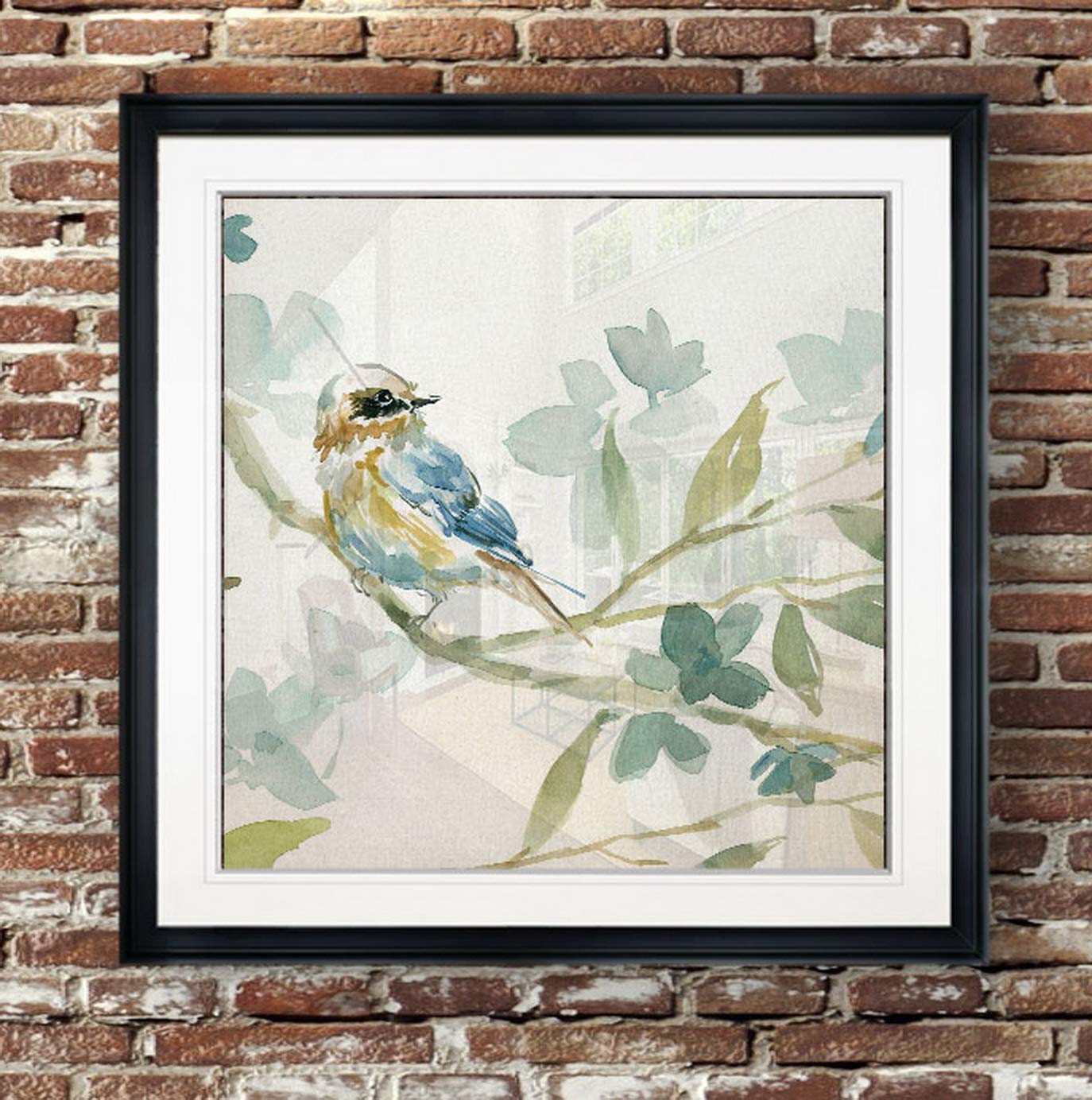 Renditions Gallery Spring Melody I Framed Giclee Canvas Print - Contemporary Bird Art Painting, Scenic Wildlife Wall Decor for Living Room, Bedroom & Office