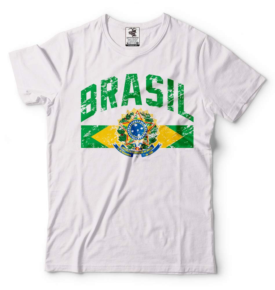 Brasil Flag & Coat of Arms T-Shirt - Unisex Brazilian Graphic Tee for Men & Women | Casual Wear, Travel Souvenir, Soccer Game Outfit