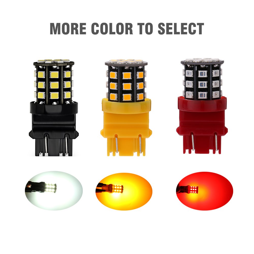 3157 3156 3057 4157 3056 LED Bulbs - Super Bright 600 Lumens, 12-24V Red LED Replacement Bulbs for Backup Reverse Lights, Tail Brake Lights, Turn Signal Lights (Pack of 4) - Perfect for Trucks, SUVs, Cars, and Motorcycles