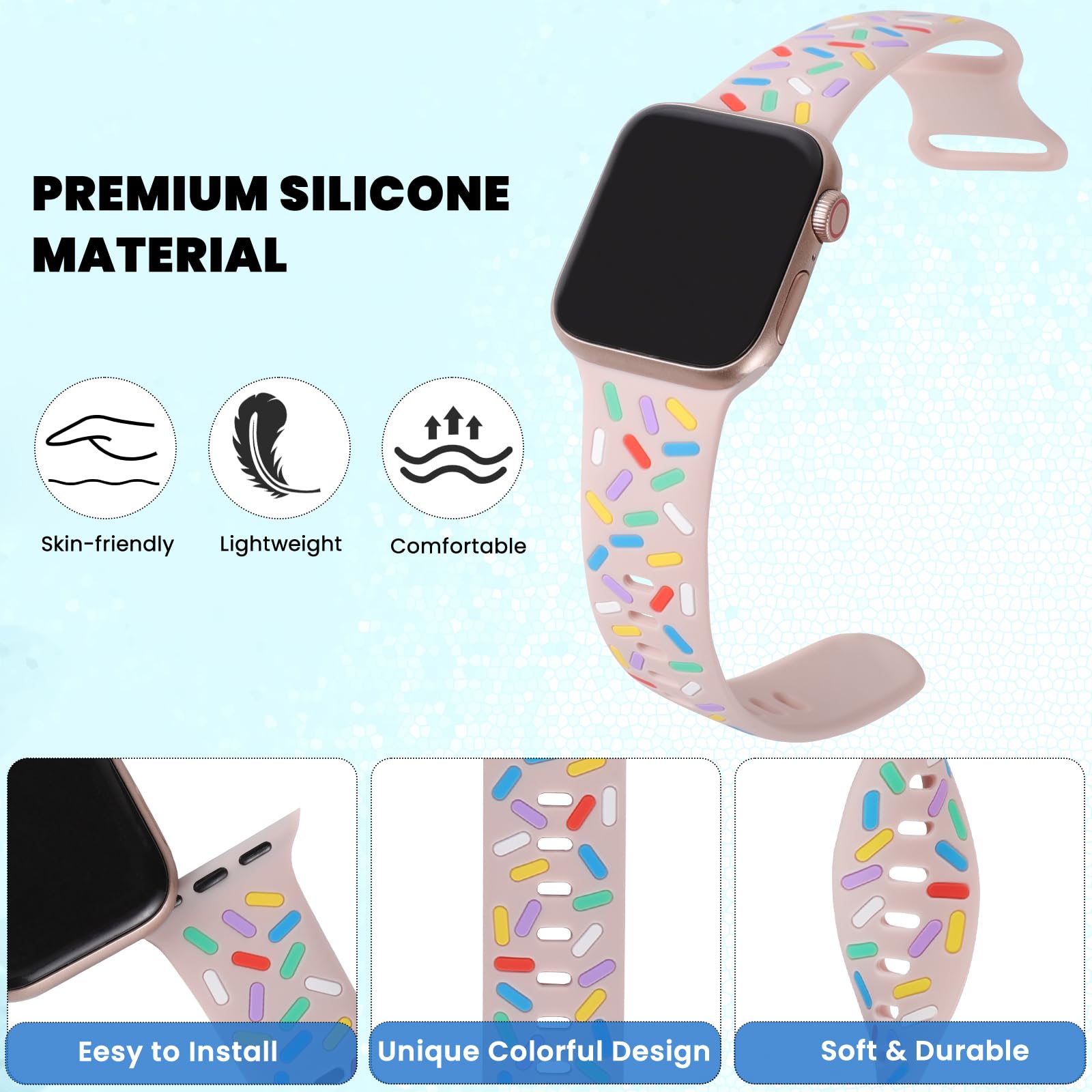 Sport Silicone Bands for Apple Watch 38mm 42mm 40mm 44mm 41mm 45mm 49mm - Soft Pride Edition Replacement Strap Compatible with iWatch Series 9/8/7/SE/6/5/4/3/2/1/Ultra - Comfortable Wristband for Women & Men - Perfect for Gym, Running & Everyday Wear