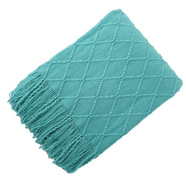 Soft Chevron Knit Throw Blanket with Fringe Tassels - Cozy Plush Blanket for Couch, Bed & Travel - Perfect for Gifts, Home Decor & Relaxation